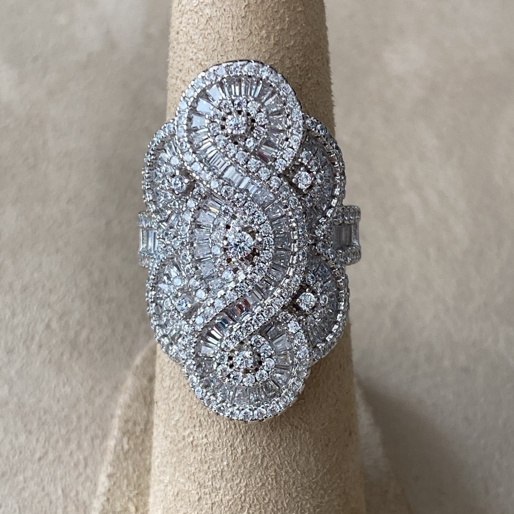 Silver and CZ statement ring